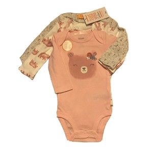NWT Just One You by Carter’s Set of 3 LS Baby Girl bodysuits Pink Bear 3 months